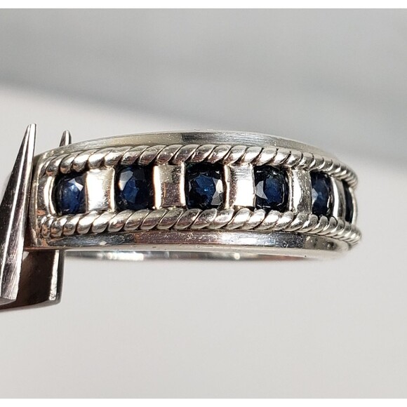 Vintage Signed CNA 7 Deep Blue Sapphire Sterling Silver 925 Ring Size 9 - Picture 14 of 17